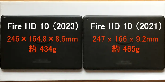 Fire HD 10 サイズと重量